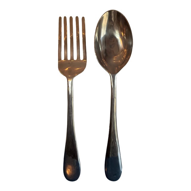 Vintage Huge Curtis Jere Fork and Spoon Wall Sculptures - Kitchen Giant Pop Art Pair at 46” For Sale