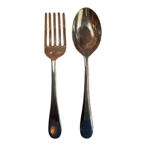 Vintage Huge Curtis Jere Fork and Spoon Wall Sculptures - Kitchen Giant Pop Art Pair at 46”