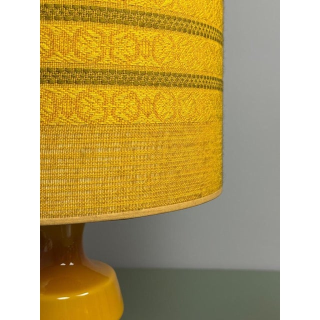 Mid-Century Ochre Yellow Opaline Glass Table Lamp with Shade from Glasfabriek De Rupel, Belgium, 1960s For Sale - Image 12 of 13