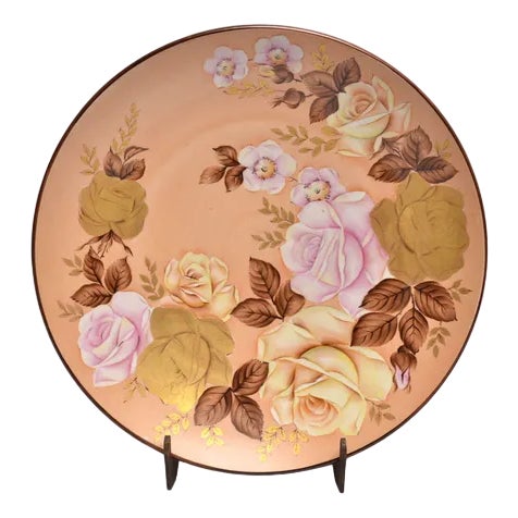 Plate with Rose Decoration from RPR For Sale