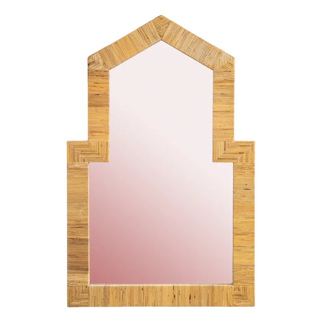 Wall Mirror in Bamboo and Rattan from Vivai del Sud, 1970s For Sale