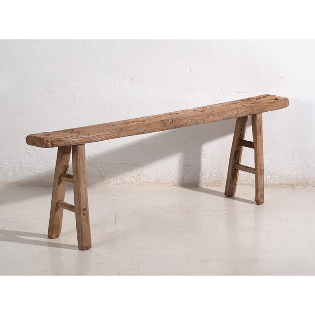 Antique Primitive Wooden Bench For Sale - Image 9 of 9