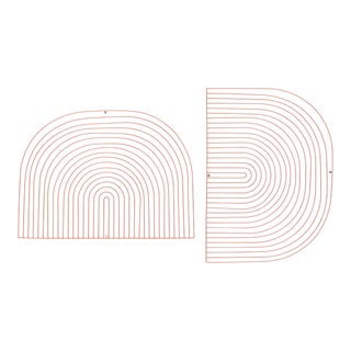 Contemporary Modular Wall Hanging Art Piece in Pink - 2 Curved Pieces For Sale