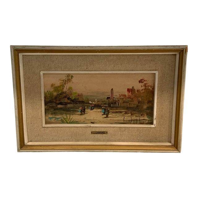 Mid 20th Century Italian Landscape Scene Oil Painting by Lucio Cargnel, Framed For Sale