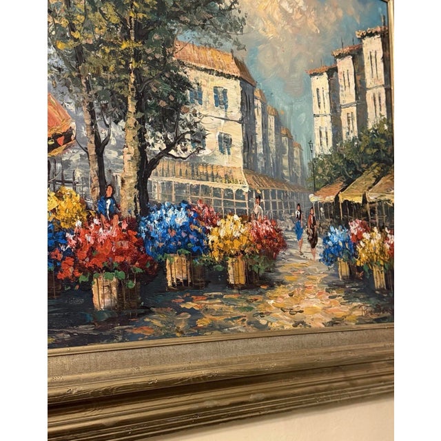 1970s 1970s Quiet Street Original Oil Painting 24x36 1970’s Framed For Sale - Image 5 of 5