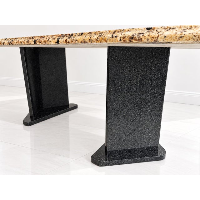 Custom American-Designed 80” Delicatus Gold Granite Dining Table | Brazilian Natural Stone For Sale In Panama City, FL - Image 6 of 15