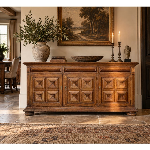 Vintage Spanish Brutalist Sideboard in Oak, 1960s For Sale - Image 9 of 11
