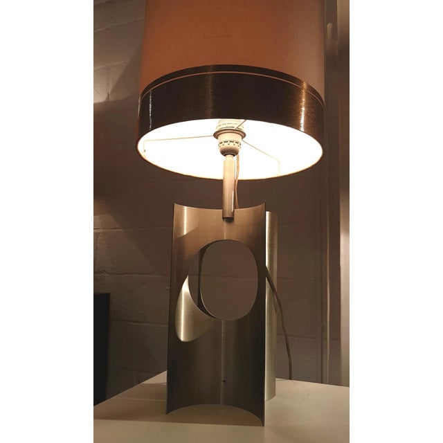 1970s French Brushed Aluminum Table Lamp, 1970s For Sale - Image 5 of 16