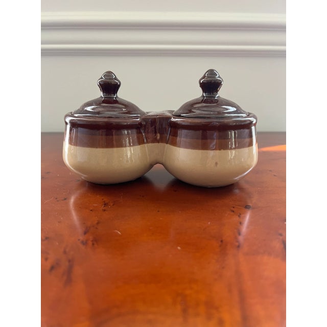 This rare mid-century ceramic butter and jam crock is from the estate of a United States diplomatic official who worked...