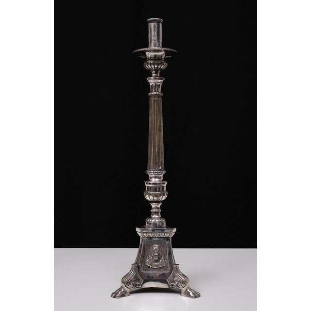 Antique Silver-Plated Church Candleholders, France, 1850s, Set of 2 For Sale - Image 11 of 15