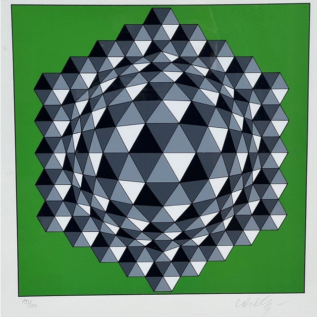 Absolutely fabulous vintage c.1977 original silkscreen/serigraph by the famed op-art artist, Victor Vasarely, from his...