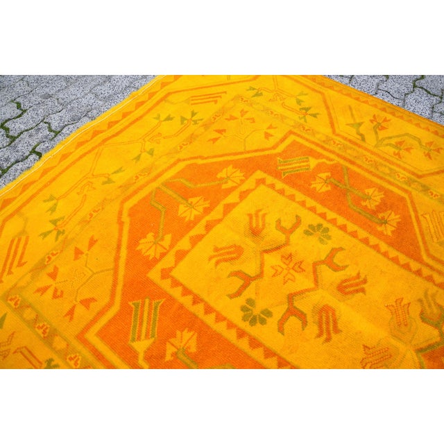 Yellow Vintage Mid Century Turkish Orange Rug For Sale - Image 8 of 11
