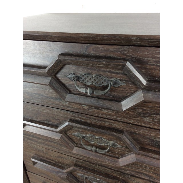 Black Mid Century Modern Four Drawer Highboy Dresser With Black Stained Finish For Sale - Image 8 of 17