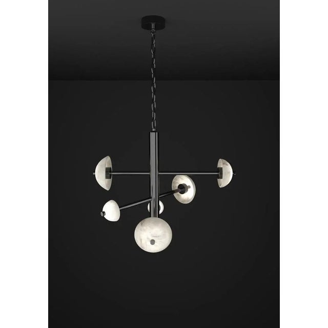 Apollo shiny black metal pendant lamp by alabastro italiano dimensions: d 70,5 x w 54 x h 64 cm. Materials: white...
