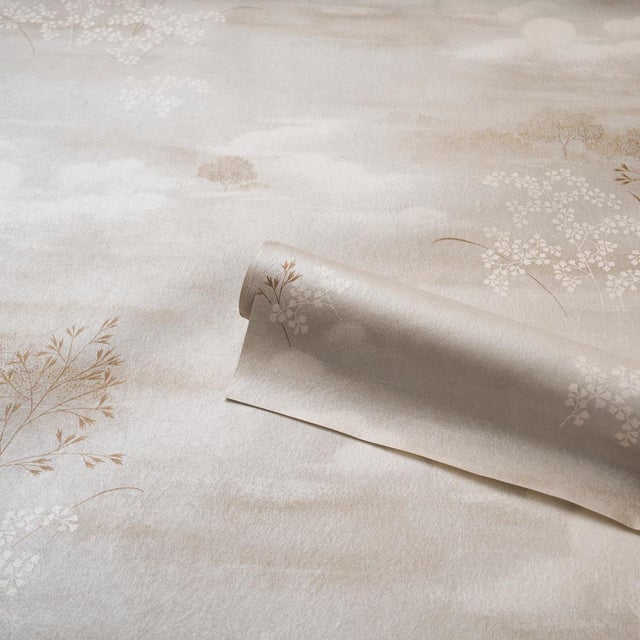 Schumacher Sample - Schumacher Calm Skies Wallcovering In Neutral For Sale - Image 4 of 5