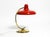 Large Mid-Century Modern Brass Table Lamp with Red Metal Shade, 1950s For Sale - Image 16 of 18