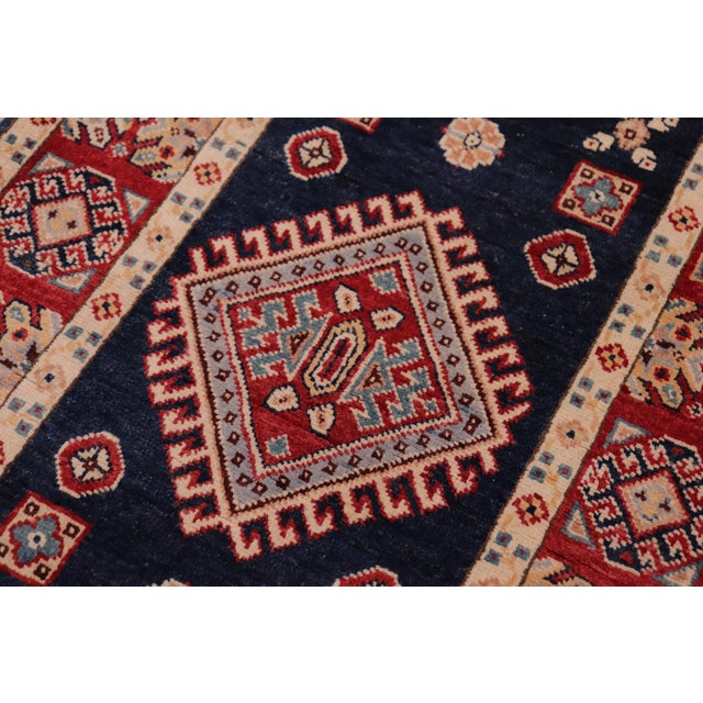 1990s Southwestern Kazak Blue/Red Wool Runner Rug- 2'6''x9'7'' For Sale - Image 5 of 10
