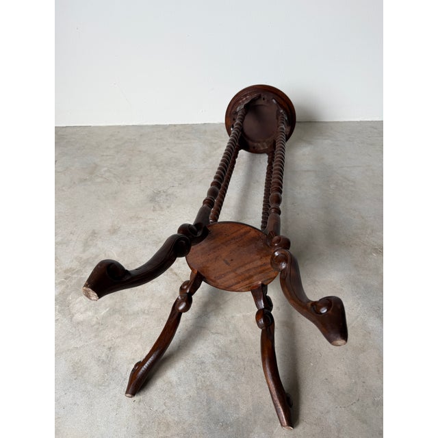 Vintage Victorian Style Carved Mahogany or Walnut Barley Twist Plant Pedestal Stand / Display Column For Sale - Image 10 of 12