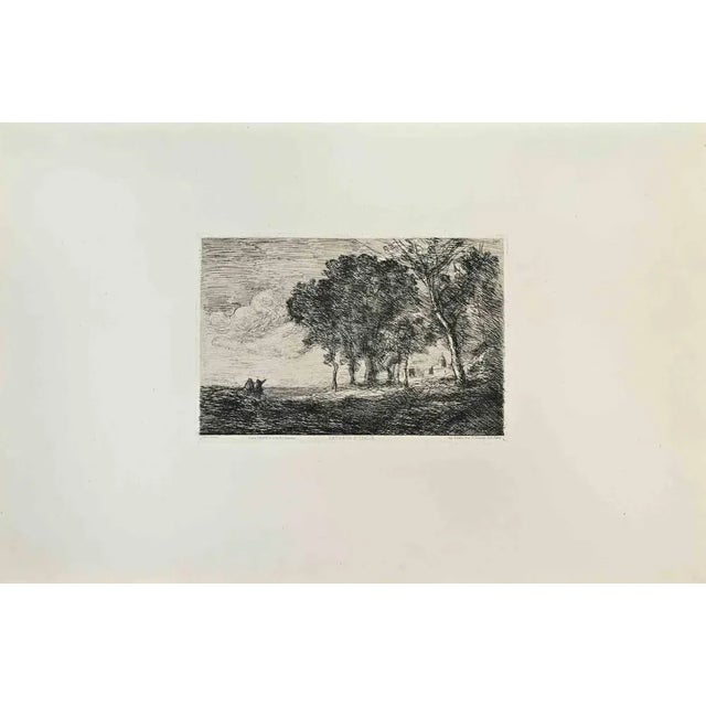 Paysage d'Italie is an artwork realized by Corot in the 1870s. Etching. Good conditions. Realized for the "Société des...
