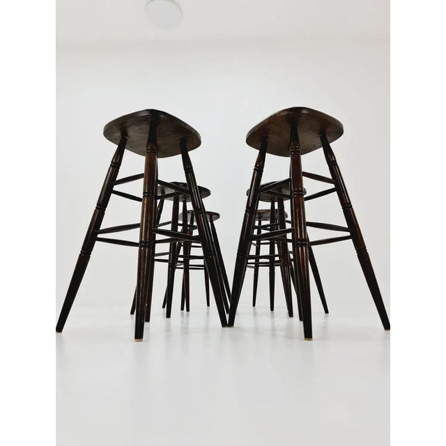 Mid-Century Modern German Bar Stool in Wood, 1950s For Sale - Image 9 of 11