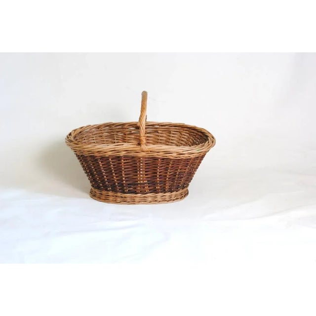 Wood Vintage Wicker Basket, 1950s For Sale - Image 7 of 8