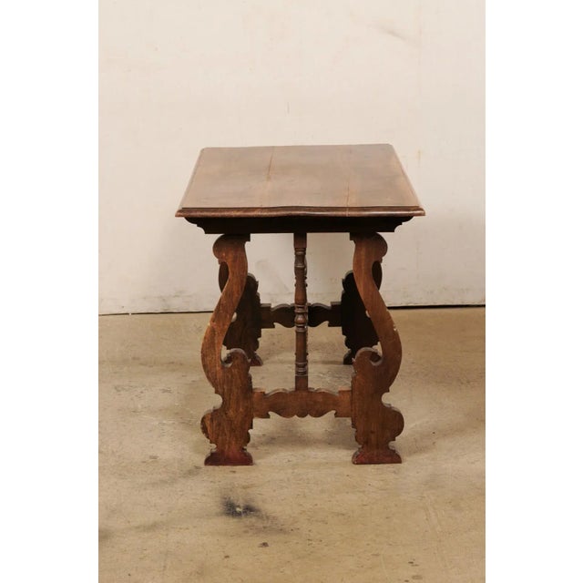 Wood Spanish 19th Century Lyre Desk or Console Table For Sale - Image 7 of 10