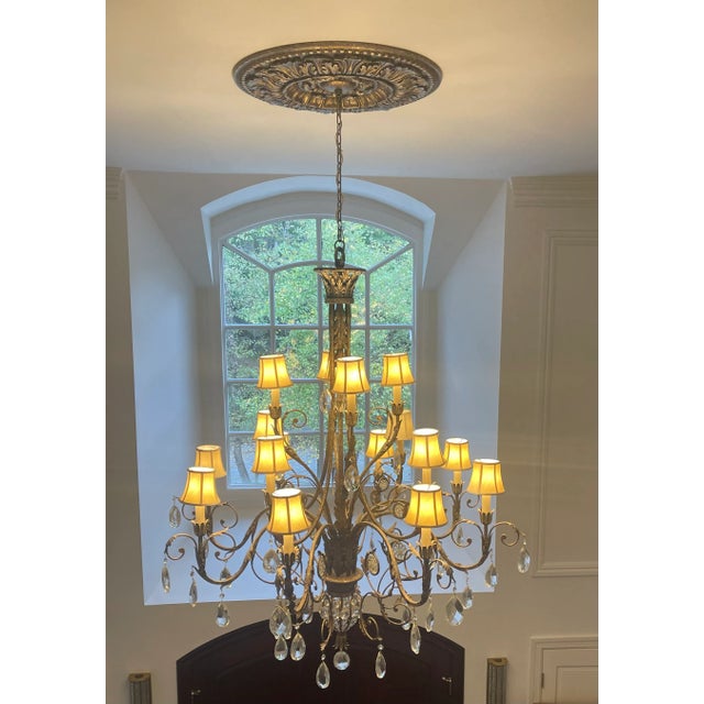 An exceptional Fine Art Lamps A Midsummer Night's Dream 57-inch three-tier chandelier in the collection's signature cool...