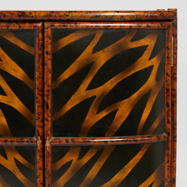 Maitland - Smith Maitland-Smith Vintage Two Door Faux Bamboo and Lacquer Cabinet For Sale - Image 4 of 12