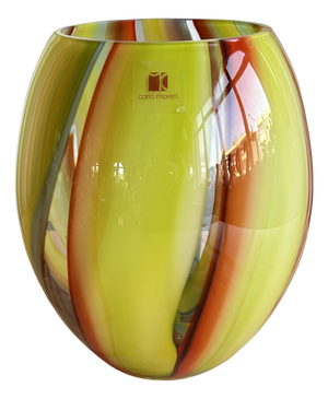 Modern Striped Murano Glass Vase by Carlo Moretti, Italy, 1980s