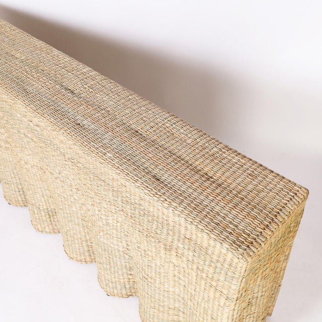 2020s Woven Reed Ghost Drapery Console With Flat Back For Sale - Image 5 of 9