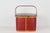 Mid-Century Red Woven Picnic Basket With Lid and Handles For Sale - Image 10 of 17