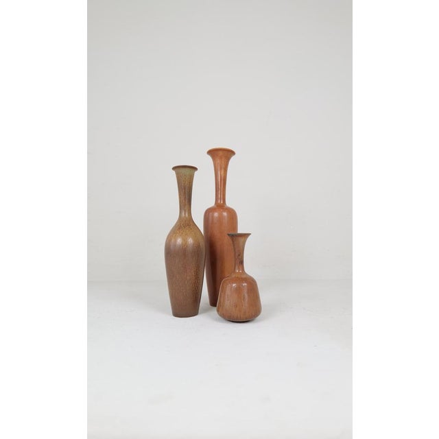 Rörstrand Mid-Century Modern Earth Vases by Gunnar Nylund for Rörstrand, Sweden, 1950s, Set of 3 For Sale - Image 4 of 16