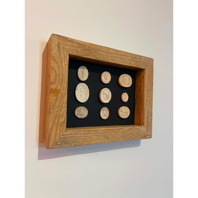 Italian Plaster Intaglios in Reclaimed 1880s Pine Frame For Sale - Image 6 of 10