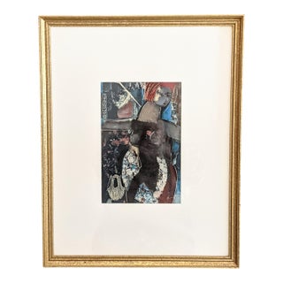 Original Nude Figural Woman Mixed Media Art Signed For Sale