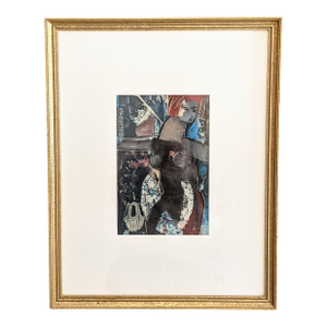 Original Nude Figural Woman Mixed Media Art Signed