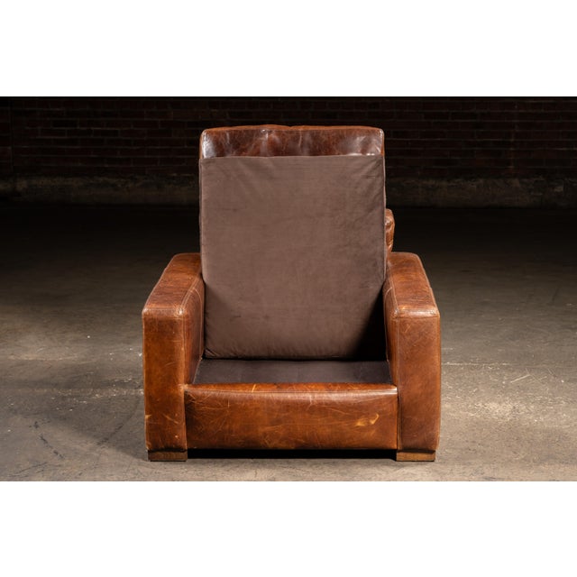 Full Grain Leather Leather Club Chair and Ottoman in Brown by Rh For Sale - Image 9 of 14