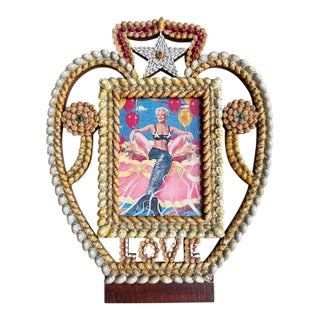 Vintage Sailor’s Valentine Shell Art Wall Hanging Featuring Bette Midler as Delores DeLago For Sale