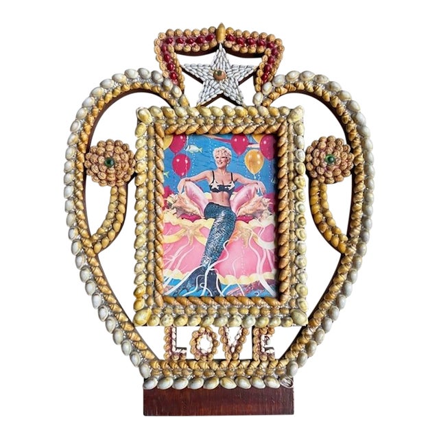 Vintage Sailor’s Valentine Shell Art Wall Hanging Featuring Bette Midler as Delores DeLago For Sale
