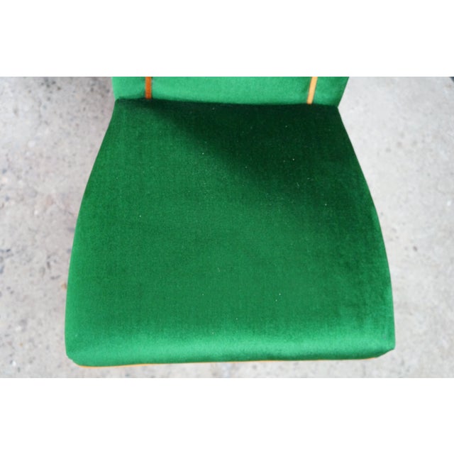 8 Mid 20th Century Hollywood Regency Green Velvet Parsons Style Dining Chairs After Milo Baughman For Sale - Image 16 of 18