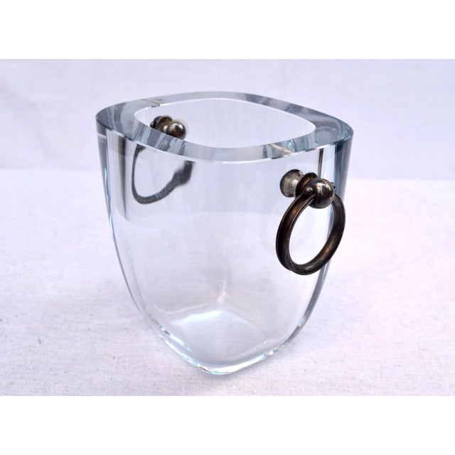 Mid 20th Century Mid 20th Century Strömbergshyttan Sweden Blue Glass Ice Bucket With Sterling Silver Handles For Sale - Image 5 of 11