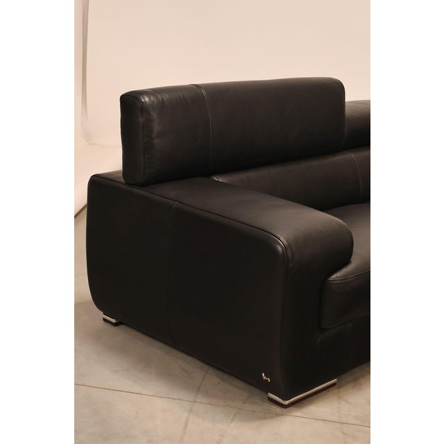 Italian Homes Contemporary Black Leather Sectional Sofa For Sale - Image 15 of 18