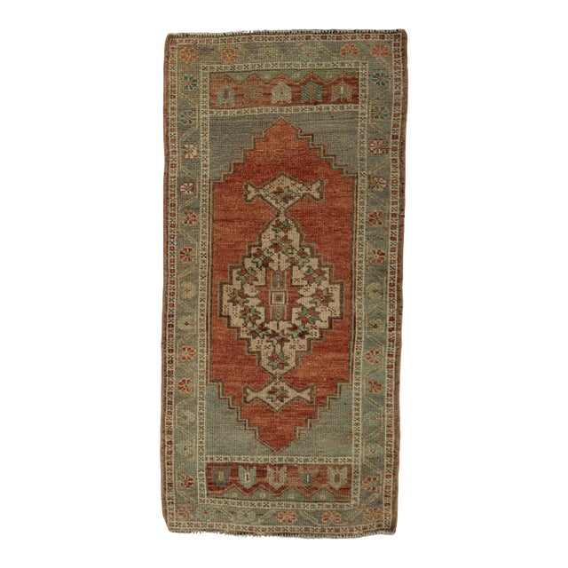 Turkish Mini Rug Oriental Hand Knotted Vintage Rug 1'10" x 3'9" #21250 For Sale
