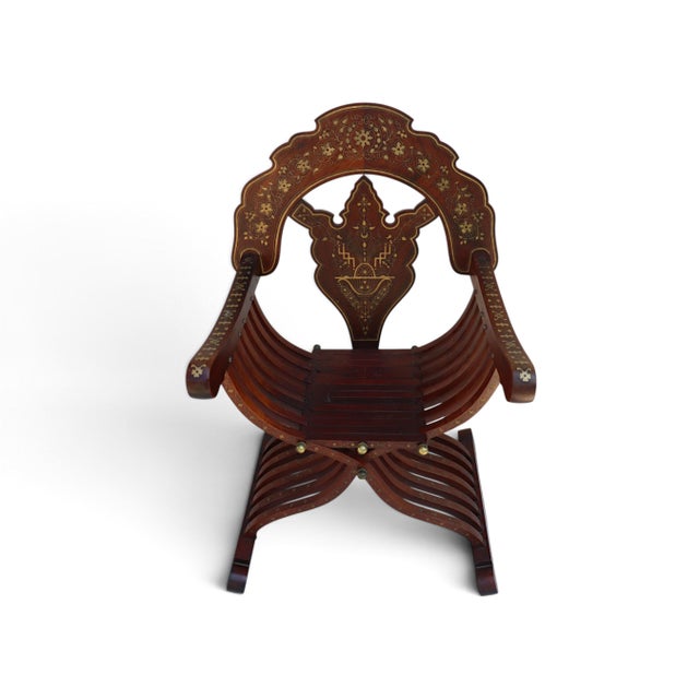 A traditional teak wood Table inlaid with brass from Pakistan . Good original condition with a wonderful, gently worn...