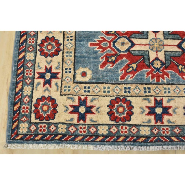 Kazak Runner 2’9” X 9’9” Blue Wool Tribal Hand-Knotted Oriental Rug For Sale - Image 9 of 12