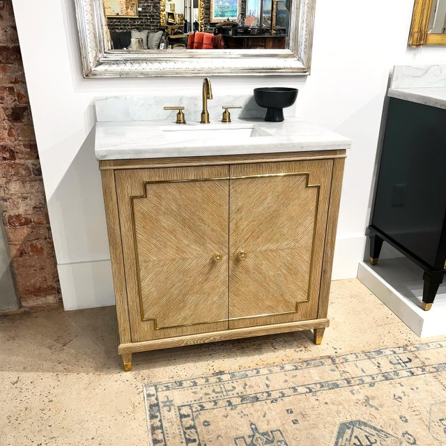 Wood Mid-Century Modern Style Oak Bathroom Vanity For Sale - Image 7 of 7