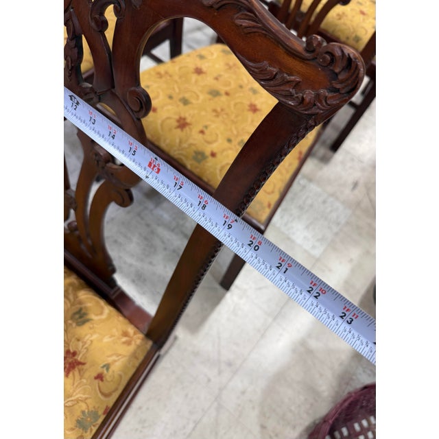 1960s Set of 6 Maitland Smith Hickory Chair Chippendale Mahogany Dining Chairs For Sale - Image 10 of 12
