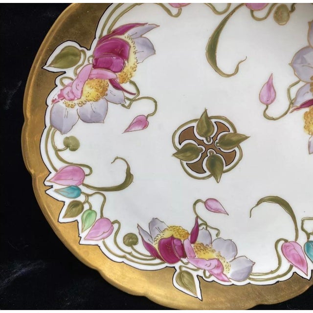 Limoges, France Antique Art Nouveau Wg Limoges Jh Stouffer Chicago Hand Painted Cabinet Plate For Sale - Image 4 of 9