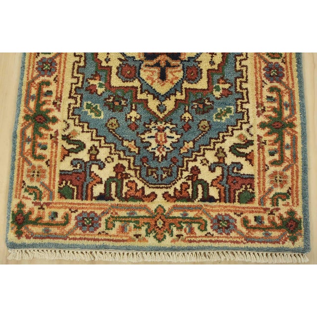 Heriz Runner 2’4” X 7’10” Blue Wool Traditional Hand-Knotted Oriental Rug For Sale - Image 9 of 12
