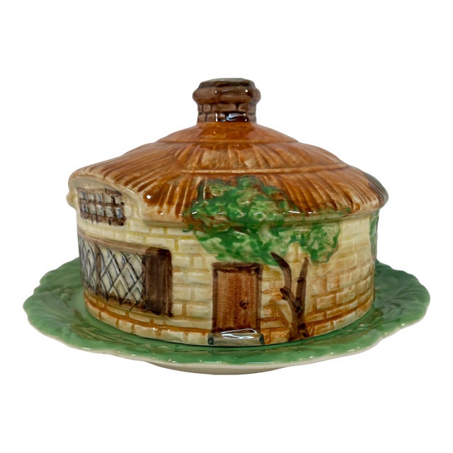 1930s English Beswick Ceramic Cottage Ware Butter or Cheese Dish For Sale