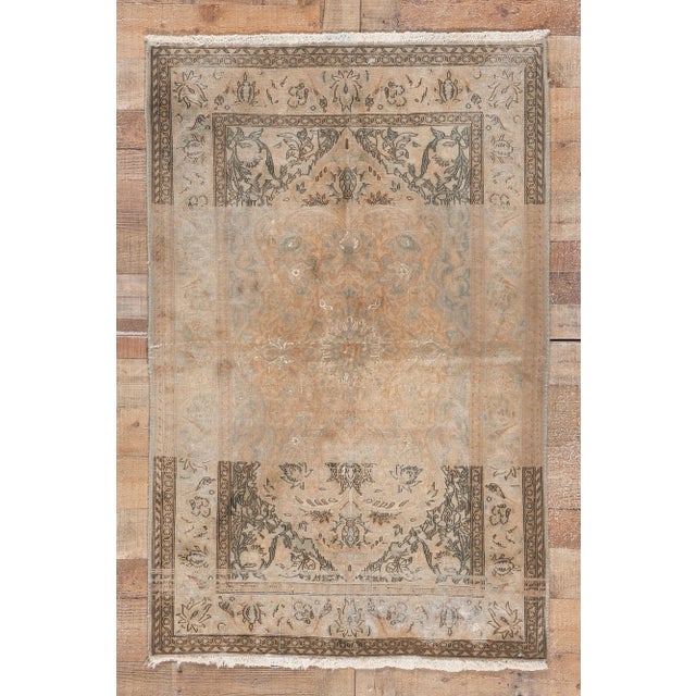 Mid 20th Century Distressed Faded Vintage Persian Rug, 03'05 X 05'03 For Sale - Image 9 of 10